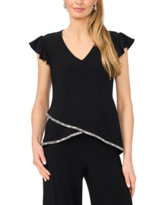 Petite Flutter-Sleeve V-Neck Top