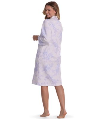 Women's 3/4-Sleeve Printed Short Zip Robe