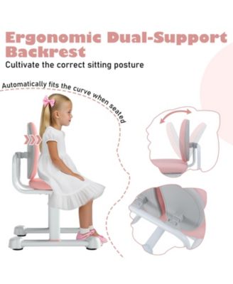 Kids Desk Chair with Double Back Support and Adjustable Height