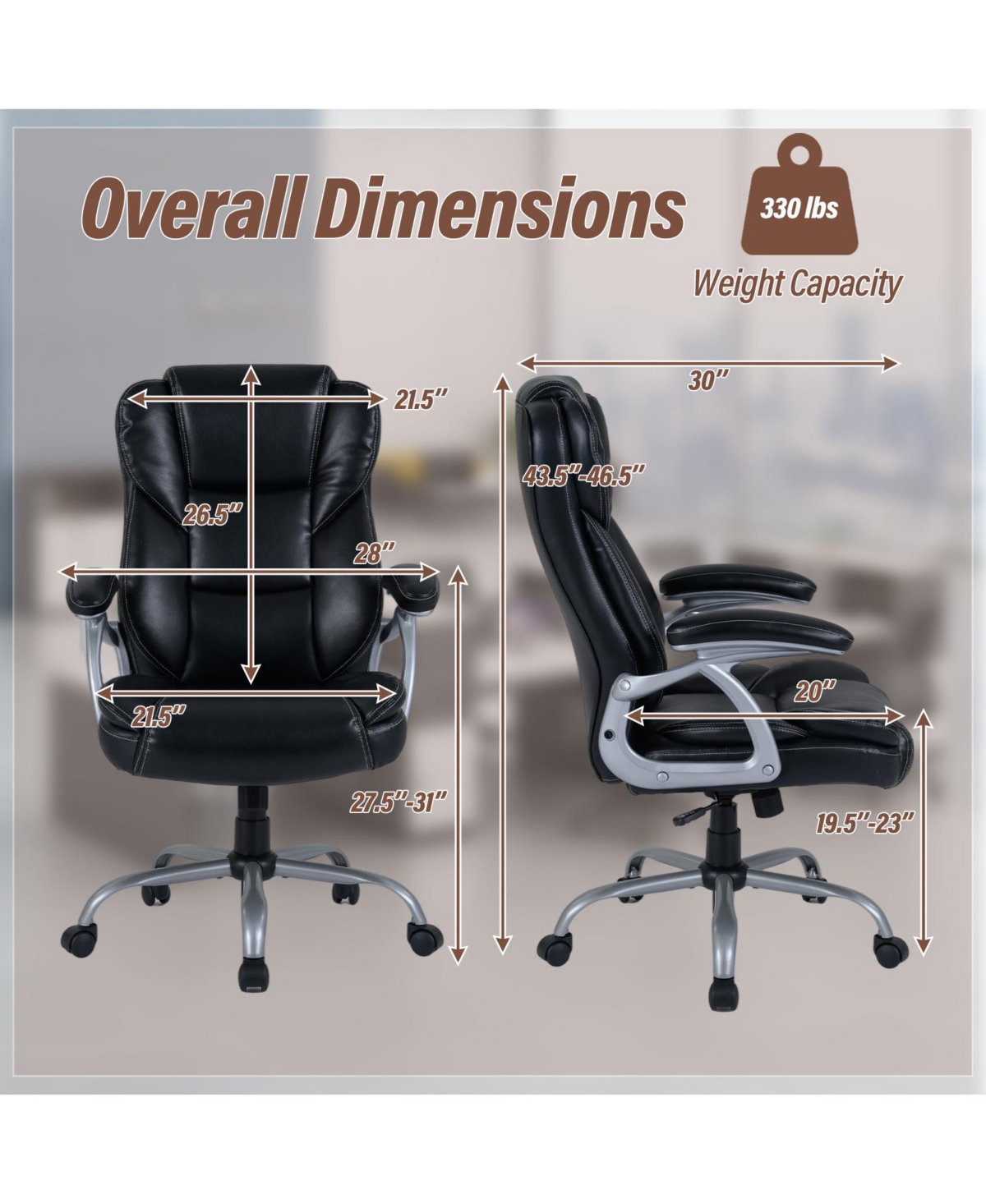 Sugift Executive Office Chair with Padded Seat and Armrests