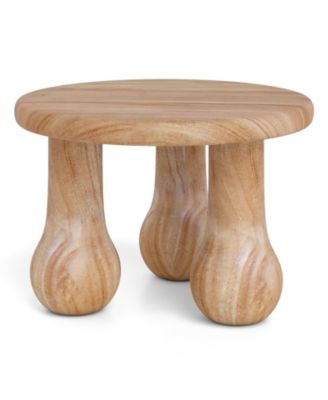 24" Small Solid Mahogany Wood Coffee Table with Thickened Top and Column Legs