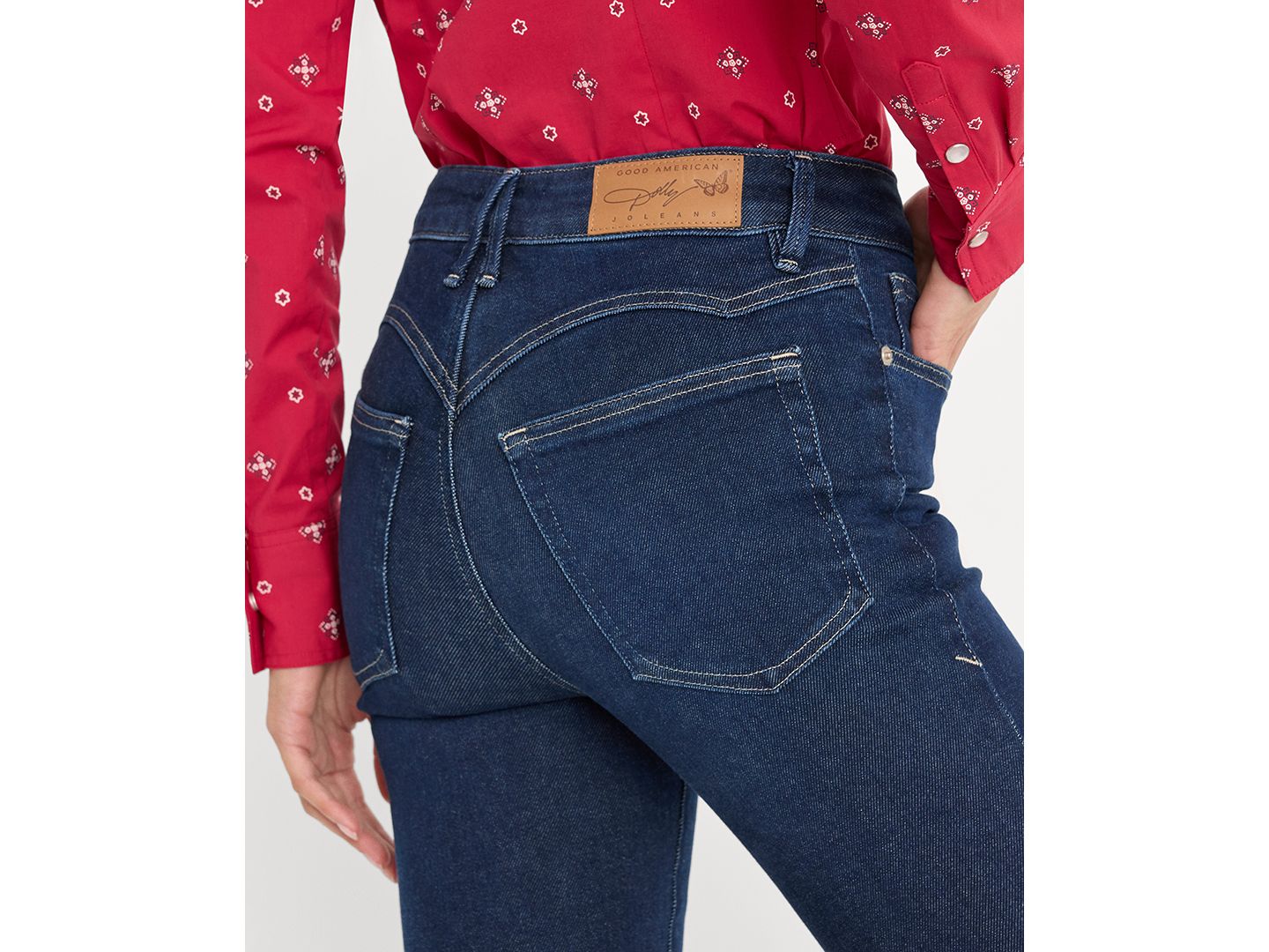 Женские джинсы Good American Dolly Joleans Flare Jeans, Regular & Plus Size, цвет: Индиго — фото 3