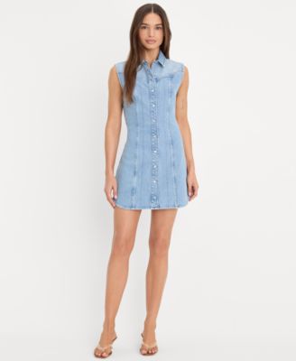 Women's Dolly Sleeveless Collared Neck Denim Dress