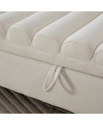 65.55" Modern Upholstered Storage Bench with Rolled Armrests and Rubberwood Legs, Napped Fabric Daybed for Living Room, Bedroom, Entryway