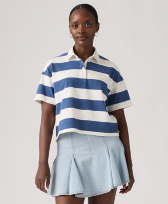 Women's Short-Sleeve Striped Polo-Shirt