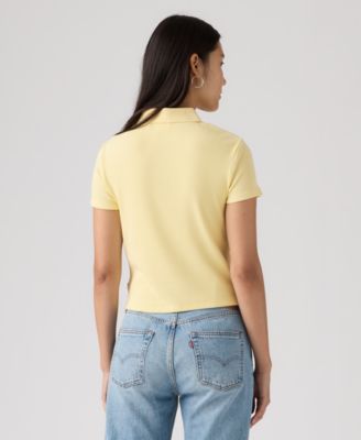 Women's Short-Sleeve Ribbed Polo Shirt