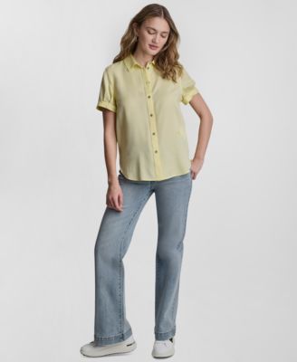 Petite Chambray Rolled Short-Sleeve Button-Up Shirt