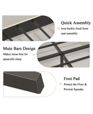 Metal Platform Bed Beige Charging Station 2 USB Ports Noise Free No Box Spring Needed