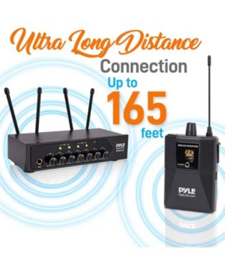 UHF Wireless Microphone System with Bluetooth - (4) Beltpacks and (4) Headset Mics PDWM4122