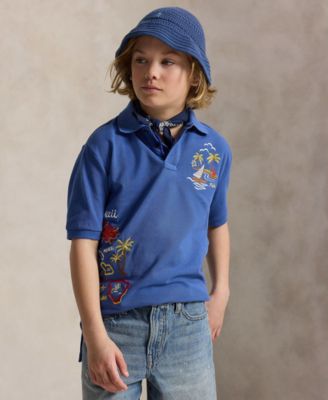 Boys' 8-20 Embroidered Mesh Short-Sleeve Polo Shirt