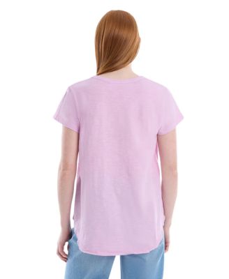 Women's Short Sleeve Shrunken V-Neck Shirttail Tee