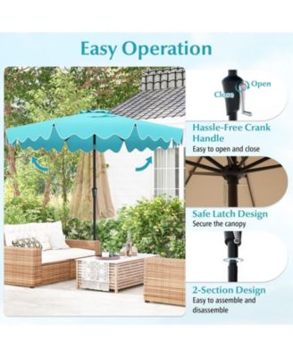 9 ft Patio Umbrella with Crank Handle and Push Button Tilt