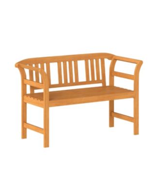 Acacia Wood 2-Person Patio Loveseat with Backrest and Armrests