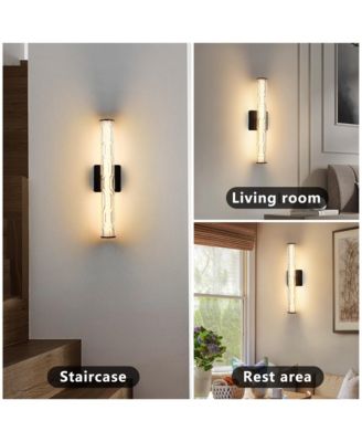 19.7'' Bathroom Wall Sconce Set of 2, Modern Single Sconce Wall Lighting, Upgrated K9 Crystal Bronze Wall Light, Bedroom Vanity Sconce