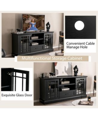 TV Stand for TVs up to 70 in with Glass Doors and Storage