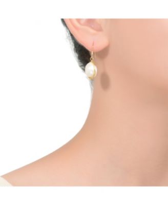 Unique Sterling Silver 14K Gold Plated Pearl Fish Hook Earrings