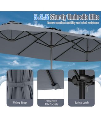 15.5 ft Extra Large Patio Umbrella with Solar LED Lights