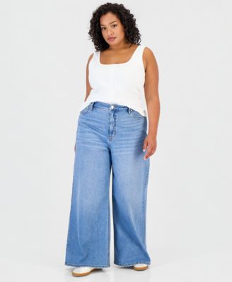 Trendy Plus Size Wide-Leg Jeans