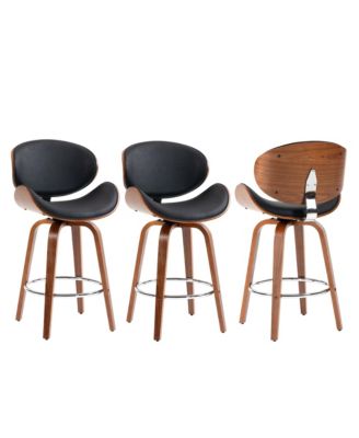 Swivel Bar Stools Set of 3, 26 Inches Mid-Century Modern Counter Height Bar Stools