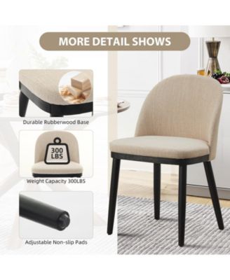 Modern Fabric Upholstered Wooden Dining Chairs Set with High Back and Deep Seat for Kitchen and Dining Room