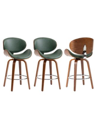 Swivel Bar Stools Set of 3, 26 Inches Mid-Century Modern Counter Height Bar Stools