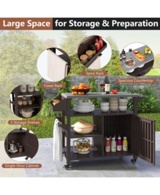 Outdoor Grill Cart with Storage Cabinet and Shelves