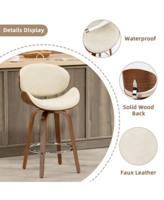 Swivel Bar Stools Set of 3, 26 Inches Mid-Century Modern Counter Height Bar Stools