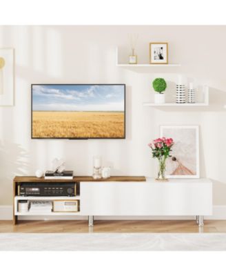 Farmhouse TV Stand for TVs up to 80 in with Cabinets