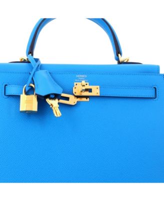 Kelly 25 Handbag Blue Epsom with Gold Hardware