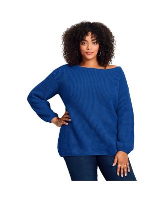 Plus Size Waffle Stitch Pullover Sweater