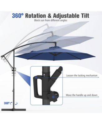 10 ft Offset Hanging Umbrella with Base and Tilt Function