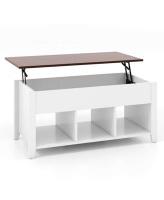 Lift Top Coffee Table w/ Hidden Compartment and Storage Shelves Modern Furniture