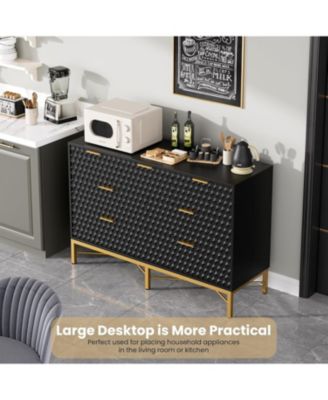 7 Drawer Dresser Modern Wooden Chest with Wide Top and Deep Drawers