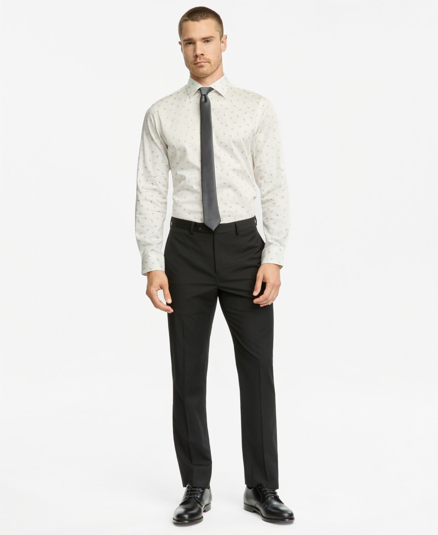 Мужская рубашка Bar III Slim-Fit Martini Dress Shirt, цвет: Экрю — фото 5
