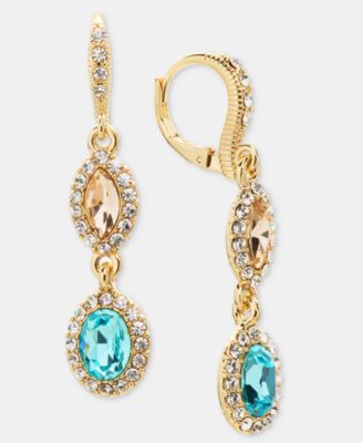 Gold-Tone Stone Double Drop Earrings  