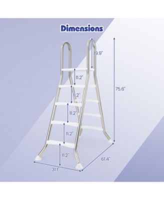 75.6" A-Frame Above Ground Pool Ladder for Pools up to 55