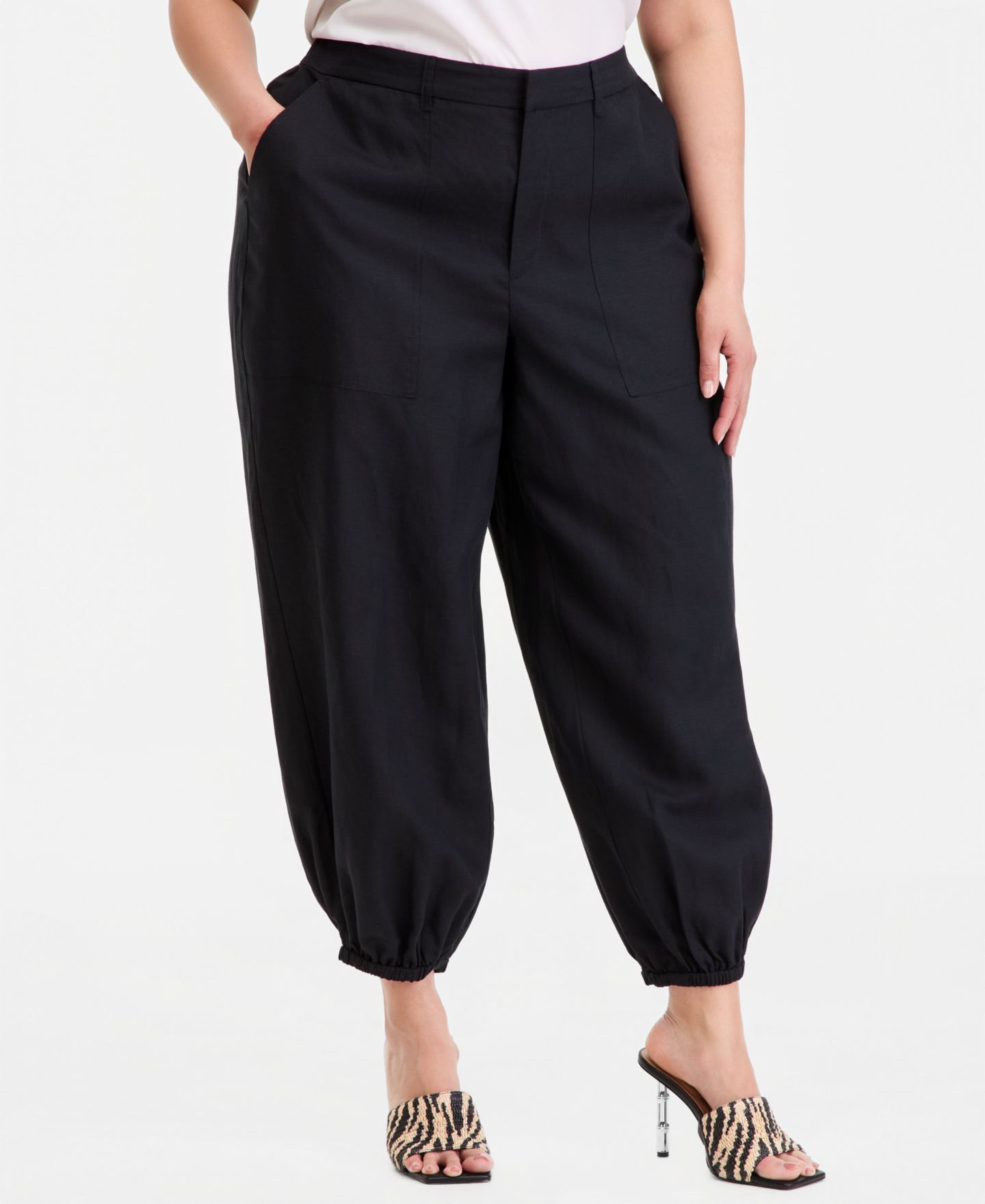 Женские брюки I.N.C. International Concepts Plus Size High-Rise Balloon-Leg, цвет: Глубокий чёрный — фото 2