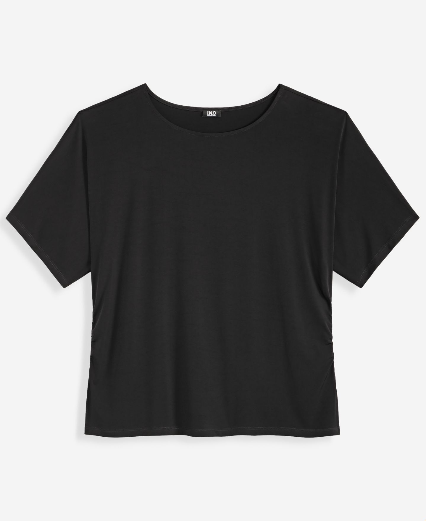 Женский топ I.N.C. International Concepts Plus Size Ruched-Side Short-Sleeve, цвет: Глубокий чёрный — фото 6