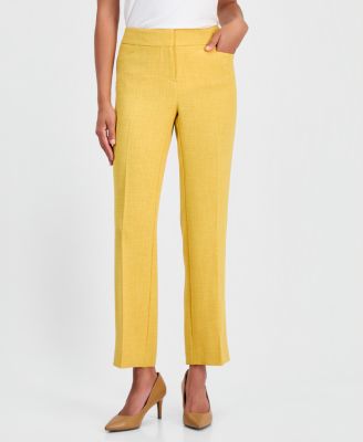 Women's Textured High-Rise Straight Leg Trousers, Regular & Petite