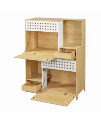 Zeus and Ruta Modern 2 In 1 Cat Furniture With Litter Box Enclosure Side Table and Storage in Natural