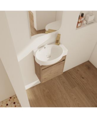 Soft Close Doors Bathroom Vanity With Sink,16 Inch For Small Bathroom