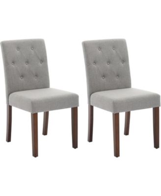 Parsons Button Tufted Dining Chairs Set of 2, Upholstered Fabric Kitchen Chairs with Wood Legs and Padded Seats, Living Room Kitchen Furniture