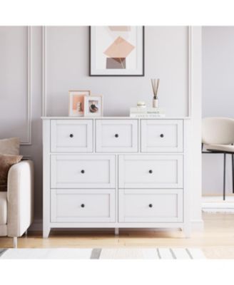 7-Drawer Modern Wood Dresser, Deep Storage Chest for Bedroom, Living Room, Entryway