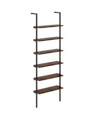 Industrial 6 Tier Ladder Bookshelf 72 Inch Wall Storage Shelf