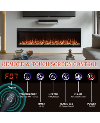 Linear Recessed-in Electric Fireplace with Remote Control, Adjustable Heat and Timer