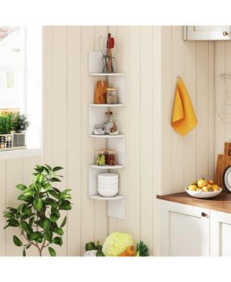 5-Tier Corner Shelf Floating Bookshelf Wall Mounted Storage Organizer