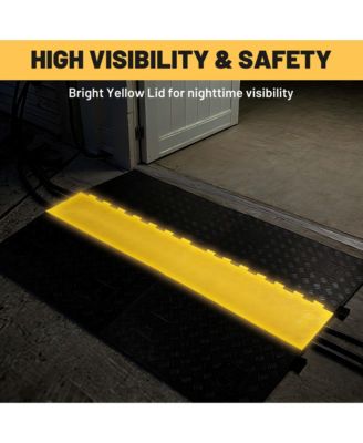 Rubber Cable Protector Ramp 5 Channel Heavy Duty ADA Compliant Driveway Road Hump Wire Cord Cover