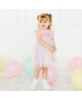 Baby Girls First Birthday Fairy Dust Short Sleeve Tutu Dress