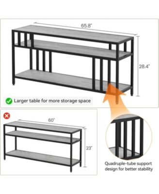 65" TV Stand for TVs up to 75", Entertainment Center with Shelves, Quadruple-Tube Support for Living Room