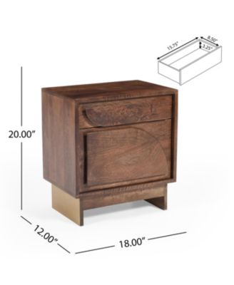 Elegant Modern Wooden Nightstand with 1 Drawers Walnut Finish Bedside Table for Bedroom Living Room